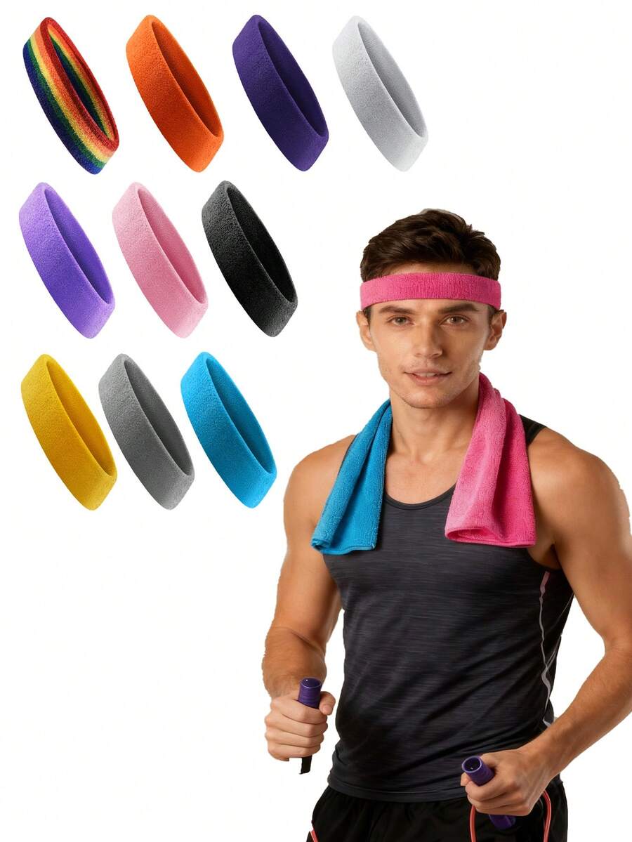 Vilico 1 pieza Diadema deportiva unisex multicolor, de gran absorción de sudor, adecuada para deportes al aire libre, fitness, correr, yoga, jugar a la pelota, diadema a prueba de sudor, de alta elasticidad y transpirable