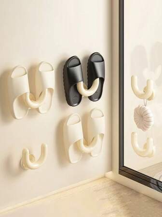 浴室吸盘拖鞋架壁挂式拖鞋架鞋子收纳架拖鞋挂架节省空间吸盘 U 型便携式适用于家庭整理，易于安装