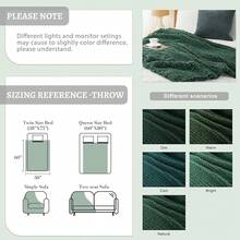 Battilo Beige Chunky Knit Throw Blanket, Soft And Thick Chenille Throw Blanket, 50x60 Handmade Knit Crochet Blanket, Cozy Knot Knitted Throw Blankets Couch Home Decor, Taupe - Christmas Green - 查看 8