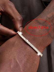 1pc Exquisite High-End Hip Hop Durable Sparkling Full Rhinestone Tennis Chain Necklace, Suitable For Men And Women, Ideal For Holidays, Parties, Daily Wear, Wonderful Gift For Halloween, Christmas, Thanksgiving, Birthday