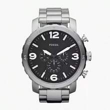 Fossil Đồng hồ nam JR1353, dây da đen và thép không gỉ, máy quartz, mặt số analog. - Bạc - Xem 2