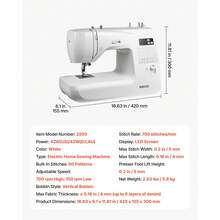 Computerized Sewing Machine, 60 Stitch Applications, With LED Screen, Foot Pedal And LED Light, Heavy-Duty Metal Frame, Digital Sewing Machine With Powerful Motor For Crafts And Mending - 36W 60 Kinds Of Stitches - View 7