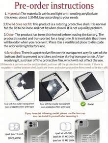 1 Piece, Creative Text Love Double-Sided Printed IPad Tablet Protective Cover, 3-Fold Rotating Anti Bending Transparent Acrylic Hard Shell, Thickened Silicone Four Corner Anti Drop Design, Missing Marked Hole Position, Supports Automatic Wake-Up/Sleep Function, Compatible With IPad 10/9/Pro 11 2024/IPad 11