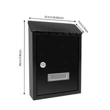 Wall-Mounted Top Lid Modern Letter Box  Equipped Lock And Two Keys Mailbox Letter Box - Black - View 2