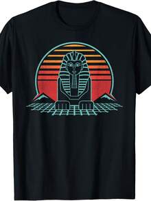 Sphinx Animal Pharaoh God Retro Archaeology 80s Style Gift T-Shirt - 款式24 - 查看 1