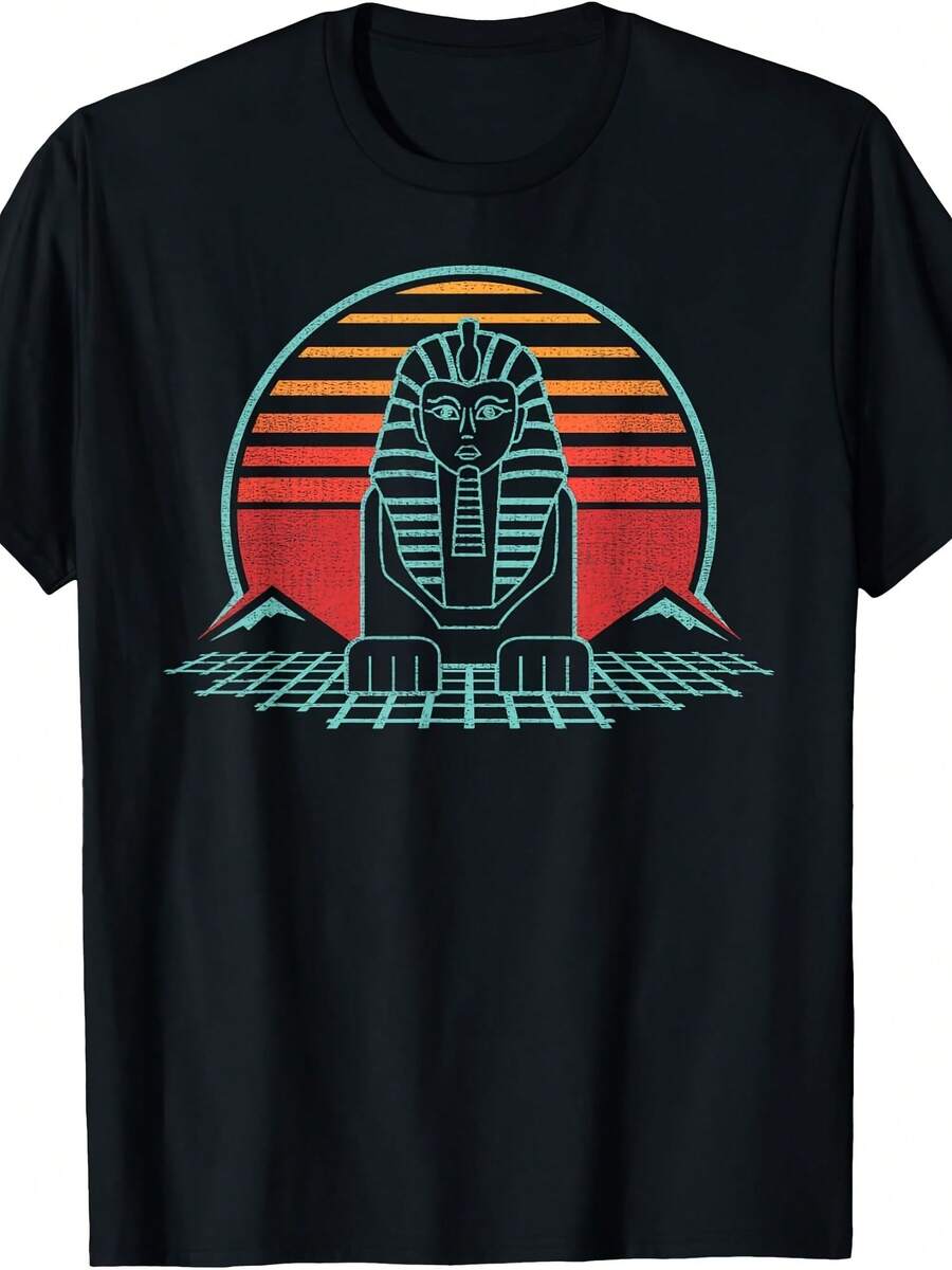 Sphinx Animal Pharaoh God Retro Archaeology 80s Style Gift T-Shirt - 款式24 - 查看 1