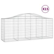 vidaXL 15 Stück Gabionen Mit Hochbogen 200x50x80/100cm, Verzinktes Eisen - Silber - Übersicht 2