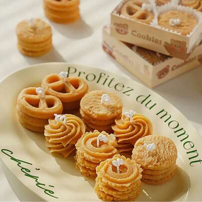 1 pieza Vela con aroma con forma de galleta, adecuada para decoración del hogar, regalos de boda, decoraciones de boda, decoraciones navideñas, regalos para la novia, decoración de habitaciones, regalos para mujeres, decoraciones de Año Nuevo, accesorios para fotografía, regalos navideños, velas con forma de comida