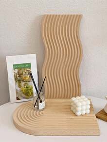 1pc/2pcs Bohemian Wooden Rainbow Arch Decor Set, Multi-Functional Wall Rack & Vanity Decor, Creative Asymmetrical Wooden Tray Decor, Tabletop Incense Holder, Rustic Wooden Tray Decor, Suitable For Living Room & Bedroom - Apricot - View 3