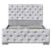 Velvet Sleigh Bed Frame In Grey And Silver - Silver - View 2