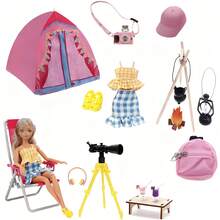 30cm Doll Outdoor Camping Tent Set, Suitable For Doll House Outdoor Scene Decoration Props, Mini Home Decor Accessories, Mini Party Decoration Props, BJD Photography Props, Mini Miniature Model (Size Fits 30cm Doll) - Multicolor - View 17