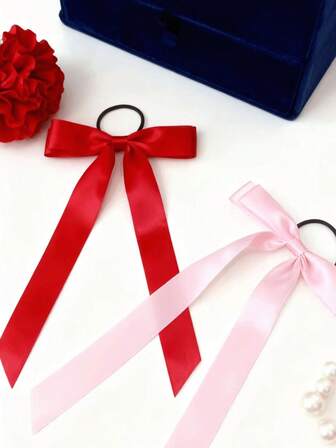 2 件装女士涤纶长丝发圈，时尚、个性、可爱，日常发饰，电影明星系列，适合圣诞节、情人节等节日佩戴，日常休闲单品，发绳、马尾发圈、发圈、橡皮筋、发箍、发圈