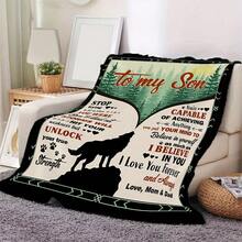 I'm Giving My Son A Fleece Blanket - A Heartwarming Design With Heartfelt Messages, A Heartfelt Message Design, Made With Love,Super Soft Flannel Printed  Blanket, As Birthday Gifts, Family, Wedding, Souvenir Blankets, Polyester Blankets Suitable For All Seasons, Washable, Machine Washable, Lightweight, Breathable, Comfortable, Warm, Unique, 280gsm For HimPersonalized Ideal Gifts For Her.  Perfect Nap, Camping, Travel, Home, Daily Life, Office Decoration, Birthday, Anniversary, Valentine's Day, Thanksgiving, Christmas, Halloween, Wedding, New Year Gifts ,Sofa,Bed,Car,Bedroom,Living Room,Office,  Outdoor Camping, Beach,Wall Decoration - Nhiều màu 2 - Xem 5