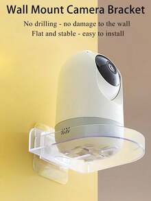 1 pièce Nouvelle étagère murale transparente sans trou pour caméra, support universel de surveillance pratique. Étagère multifonctionnelle pour rangement divers, utilisation intérieure et extérieure, pour dortoir, voiture, maison. Étagère polyvalente pour de multiples scénarios.