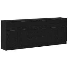 vidaXL Sideboard 3 Stück Schwarz Eichen-Optik 60 x 30 x 70 cm