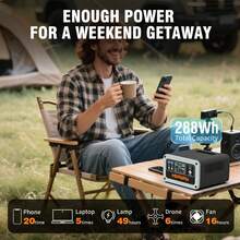 Hepway Portable Power Station 600W Peak, Solar Generator (288Wh/90000mAh) LiFePO4 Battery Solar Power Bank With 5 Ultra-Bright LED Light Modes & 3-Ways To Charge, Lightweight 7.4 Lbs Large Capacity QC3.0 PD 100W 8 Ports Fast Charging Power Station With 2x300W AC Outlets For Outdoor Drone Camping Fishing RV Travel And Home Emergency CPAP Backup Power Charger(Gray, Solar Panel Not Included, US Plug) - 查看 5