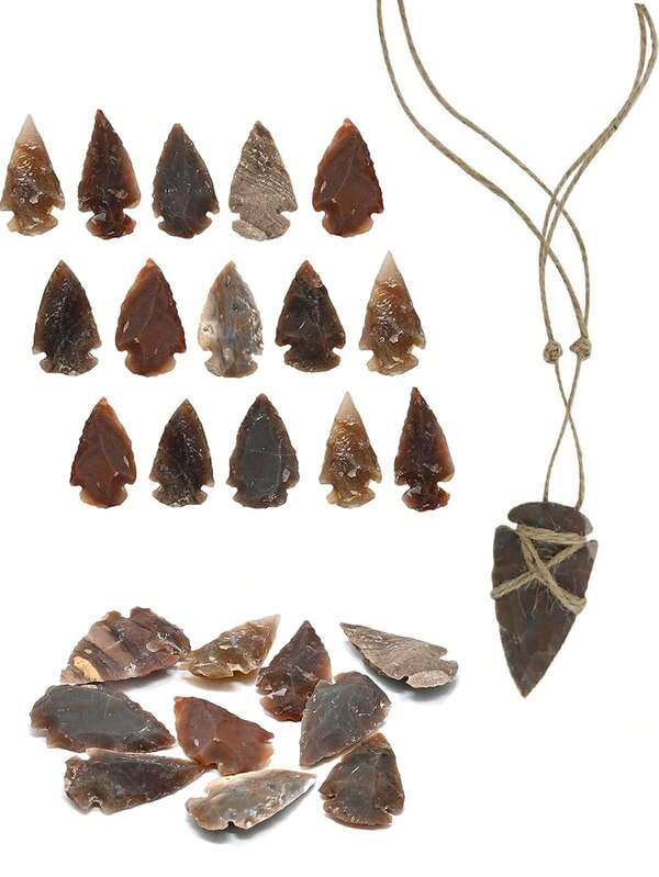 1/2/3/10/20 Pcs Amazing Gemstone - Fancy Jasper Arrowhead, Crystal And Healing Stone Flint Rock Arrow Head - 1" To 1.5" Arrowheads For DIY Project Craft Point Jewelry Making