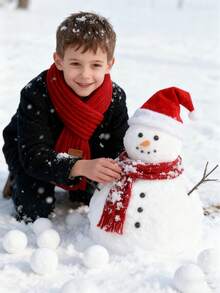 2/1 pieza Bufanda de punto cálida de invierno, bufanda calentadora de cuello para otoño, adecuada para niños, niños pequeños, niños, niñas - Letra y color aleatorios en la etiqueta de la bufanda - Regalo de Navidad - Por favor, consulte la tabla de tallas para la longitud y el ancho de la bufanda - Multicolor - Ver 6