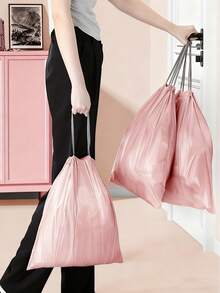 Heavy-Duty Leak-Proof Drawstring Garbage Bags, Upgraded And Thickened, Can Be Used Without Pulling, Suitable For Multi-Purpose Disposable Plastic Garbage Bags, Such As Bathrooms, Outdoors, Kitchens, Restaurants, Hotels, Etc. - Easy-To-Close Design - Cleaning Is More Convenient And Efficient - Baby Pink - View 4