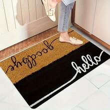 1pc In Black And Coconut Yellow Design - Various Festive Occasions| Durable Flannel Material, Available In Multiple Sizes.Suitable Living Room, Bedroom, Office, And Indoor/Outdoor Decoration As A Welcome - 黑色 - 查看 3