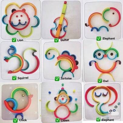 Rainbow Stacking Building Blocks For Kids, Early Education To Develop Thinking Skills, Spatial Imagination, Color Matching, Construction Building Blocks, Educational Puzzle Game, Parent-Child Interaction, Children's Christmas And Holiday Gift