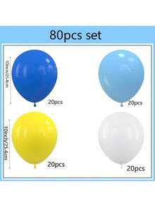 Ensemble de ballons bleus et jaunes de 10 pouces, 20/40/80 pièces de ballons en latex bleus, jaunes et blancs pour la décoration de fête d'anniversaire, de remise des diplômes, d'anniversaire - Multicolore - Voir 5