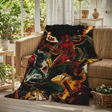 [Meme-Worthy & Action-Packed] Deadpool Style Flannel Throw Blanket - Soft Cozy Blanket For Movie Nights, Gamers & Dorm Room - The Perfect Gift For Him, Boyfriends,  Fans & Your Squad, Cozy Soft Flannel Blanket & Suitable For Birthday Anniversaries, Valentine's Day, Thanksgiving, Christmas, Halloween, Wedding, New Year Gifts Provide Personalized Ideal Gifts For Her, Him, Family Members, Boyfriends, Girlfriends, Fathers, Family Members, Mothers, Lovers, Daughters, Sons, Grandfathers, Grandmothers, Friends, Classmates And Pets. Sofa, Bed, Car, Bedroom, Living Room, Office, Outdoor Camping, Beach, Wall Decoration, Bedroom Decor,  Halloween Blanket, Fall Decor, Fall Decorations For Home, Christmas Party Theme Blanket, Christmas Decor, Office Decoration - Multicolor - View 8