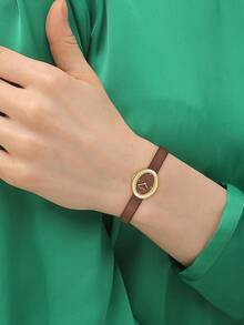 Coach SAMMY系列皮帶橢圓形無數位錶盤石英女錶手錶 - 紅色 - 查看 3