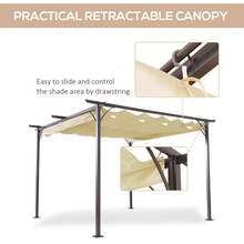 Retractable Awning Cover Modern Archway Sun Shade Steel Pergola - Beige - View 6