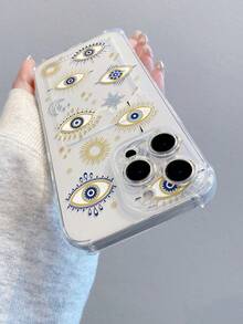 1pc Creative Glitter Moon Star Sun Pattern Transparent Shockproof Phone Case Compatible With Apple XS/XS Max/XR/11/12/13/14/14 Plus/15/15 Plus/16/16 Plus/7/8 Plus/17/17 Pro And Other Models - Multicolor - View 4