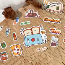 1 Roll/Bag Tape, One Bite Dessert Series, Cute Cartoon Dessert Theme Shimmer Film Die-Cut Tape, Scrapbook Supplies, Notebook Accessories, Decorative Photo Frames, Computer And Phone Cases, Water Cups, Junk Magazines, Pencil Cases, Desktop Decorative Stickers, Back-To-School Season Stickers, School Supplies