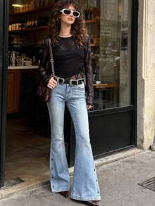Women Jean Jorts Baggy Loose Fit Jean Shorts 2025 Summer Wide Leg Long Denim Shorts Y2K Clothes - 淺藍色 - 查看 2
