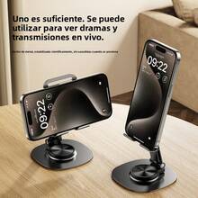 Soporte metalico plegable para celular estabilidad y versatilidad en diseno compacto soporte movil plegable compatible con smartphone tablet ajustable antideslizante ligero portable viaje oficina manos libres vision multimedia videollamadas y streaming ligero y resistente - Soporte metálico giratorio de 360° - Shining Rock Black - Ver 6