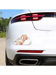 White Or Coffee Colored Cartoon Cat Stickers Are Suitable For Cars, Trucks, Motorcycles, Laptops, Water Bottles, And Other Disposable Self-Adhesive Glass Surface Stickers With Matte Surfaces