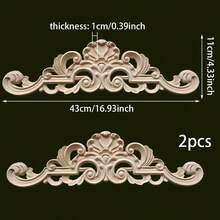 2pcs Unfinished Wooden Carved European Retro Decorative Appliques, Featuring Intricate European Relief Patterns, Suitable For Cabinets, Doors, Furniture, Accent Walls, Entryways, Stairways, Christmas Decor, DIY Decoration, Architectural Trim - Multicolor - View 6