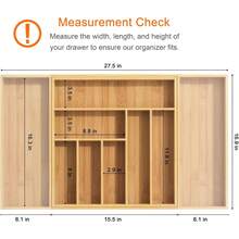 Utensil Organizer Kitchen Drawers, Utensil Tray And Cutlery Silverware Holder,Wood Drawer Dividers With 9 Slots - Có thể mở rộng 9 khe cắm - Xem 2