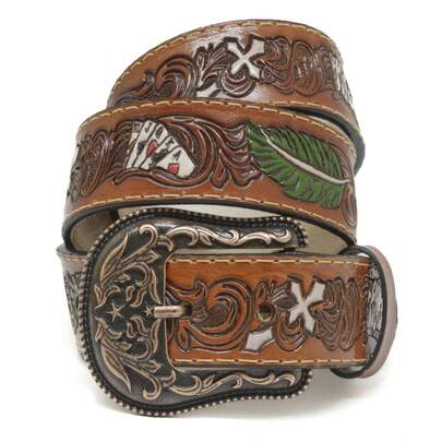 Cinto Atrevidu's Em Couro Country Cartas Folha Feito À Mão