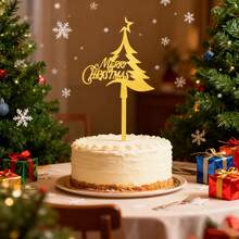 Decoración para tarta de Navidad 2026 "Feliz Navidad" en fuente cursiva, suministros de decoración para fiestas con tema navideño