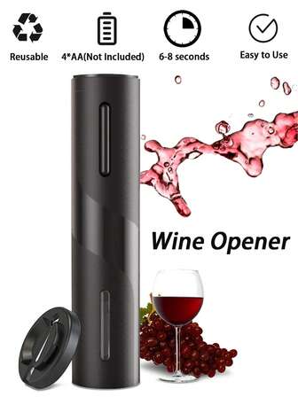 Ouvre-bouteille électrique, ouvre-bouteille à piles avec coupe-capsule, ouvre-bouteille et tire-bouchon à simple pression, idéal pour les cuisines, les fêtes et les mariages (pile non incluse) Ouvre-bouteilles