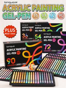 Languo 90色丙烯凝胶笔套装 - 1.0mm细笔尖，适用于绘画、素描和艺术日记 | 顺滑混色，大容量墨水 | 艺术家和初学者的理想之选