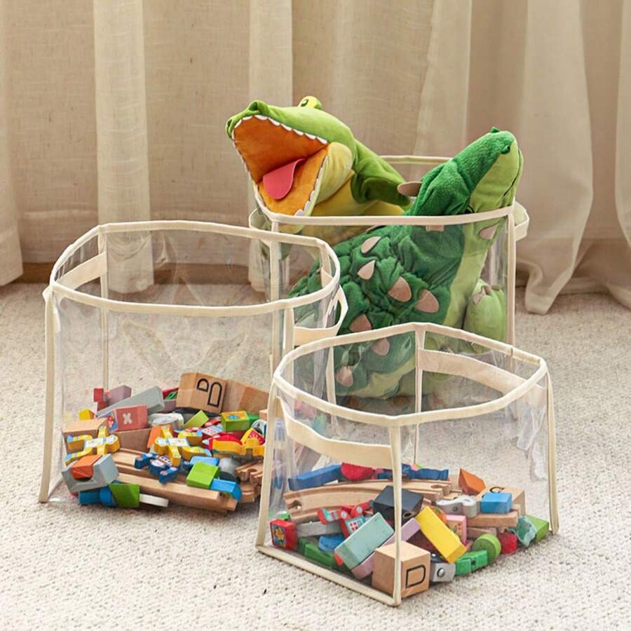 1 قطعة سلة تخزين قابلة للطي محمولة باليد، سعة تخزين كبيرة متعددة الأغراض، حقيبة تخزين دمى فاخرة، مناسبة لغرفة النوم والحمام والمكتب وتنظيم وتخزين المنزل