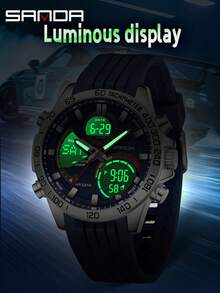 SANDA. Sanda 6269 Electronic Cool Watch Waterproof Alarm Clock Multi Functional Steel Band Men's Fashion Watch - Silver - View 6