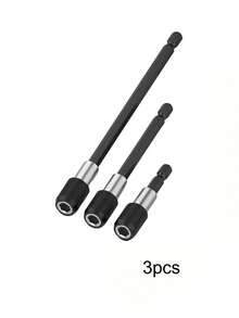 3 件装黑色磁性快速更换钻头支架 60 毫米、100 毫米、150 毫米，带 1/4 英寸六角柄，适用于螺丝刀头、螺母、钻头和套筒 - 易于延长的卡盘适配器，可快速高效地工作 - 黑色 - 查看 10