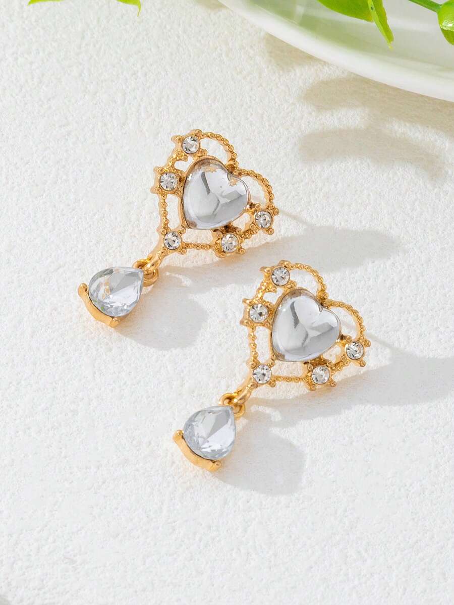 Elegant Teardrop Pearl Heart Stud Earrings, Luxury Vintage Chic Fashion Earrings For Women - Heart-shaped Earrings - View 1