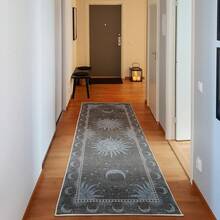 Retro Mid Century Abstract Pattern Rug On Ivory Background, Dark Orange And Reseda Green, 4' X 5' 5", Ideal For Bedroom, Dorm And Living Room - 淡藍色 - 查看 4