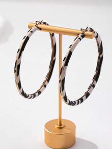 1对2025新款欧美风格几何豹纹夸张大圈形耳环，复古高端时尚耳环 - 彩色 - 查看 14