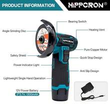 Cordless Brush Angle Grinder Kit 12V, Ginding Disc 3 Inch, Lightweight Angle Grinder Tool With 2PCS 1300mAh Battery - 黑色 - 查看 5