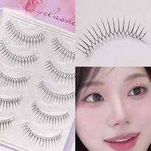 5 对自然裸妆假睫毛，一体式透明茎，根部清晰，适合新娘妆 - 尖尾漫畫款 - 查看 10