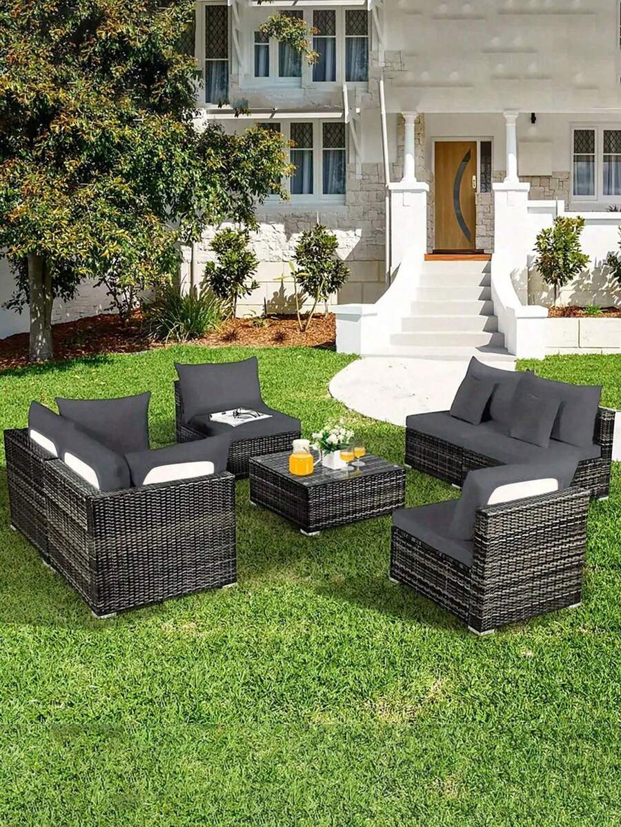 1pc Solid Color Milk Silk Elastic Waist Sofa Seat Cushion Cover, High Elasticity Dust-Proof All Season Use For Garden Rattan Sofa Seat Cushion Protector