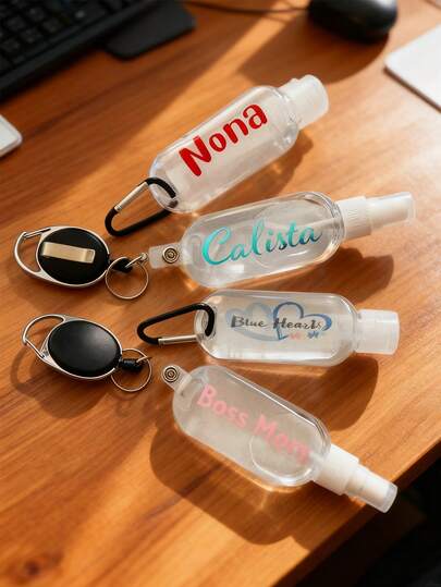Custom Personalized Hand Sanitizer Bottle, Travel Liquid Keychain Keyring, Personal Dispenser For Alcohol Antibacterial Gel, Refilable Cleaning Bottle, For Travel, Wedding Gift, Anniversary Gift, Idea Gift For Valentine's Day, Mother's Day, Father's Day, Birthdays